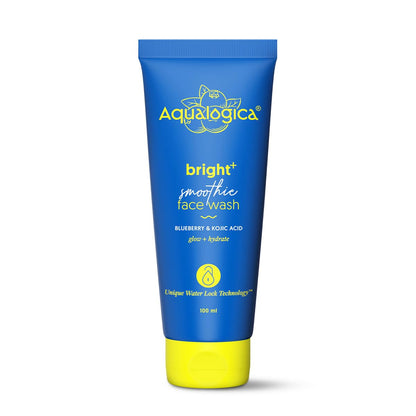 Aqualogica Bright+ Smoothie Face Wash, 100ml, with Blueberry, Kojic Acid, AHAs & BHAs, for All Skin Types