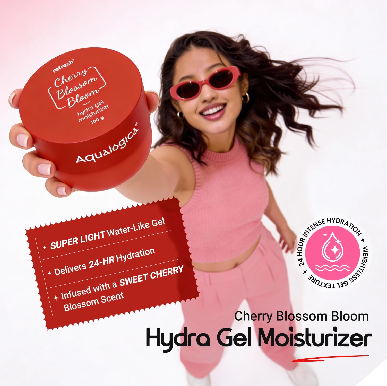 Aqualogica Cherry Blossom Bloom Gift Set, 3-Piece with Body Wash, Mist, Moisturizer, Sling Bag & Charms - close-up detail