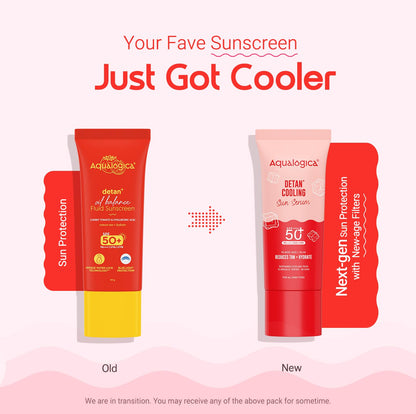 Aqualogica Detan+ Cooling Sun Serum, 50g, SPF 50+ PA++++, with Kojic Acid, Hyaluronic Acid & Papaya, Serum-Light Texture, Veg