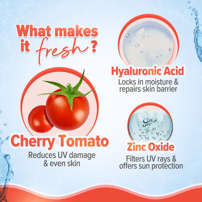 Aqualogica Detan+ Dewy Gel Sunscreen SPF 50+ PA++++ with 2% Kojic-Hyaluron Complex and Wild Berries - label detail (15)