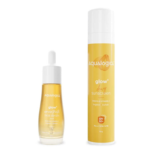 Aqualogica Fun In The Sun Duo SPF 50 Sunscreen 50g and Face Serum 30ml for All Skin Types, Vitamin C, Vegan PETA Certified