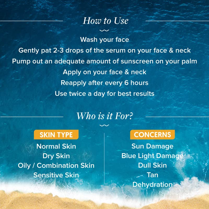 Aqualogica Fun In The Sun Duo SPF 50 Sunscreen 50g and Face Serum 30ml for All Skin Types, Vitamin C, Vegan PETA Certified - 