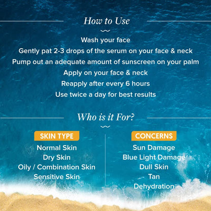 Aqualogica Fun In The Sun Duo SPF 50 Sunscreen 50g and Face Serum 30ml for All Skin Types, Vitamin C, Vegan PETA Certified - 