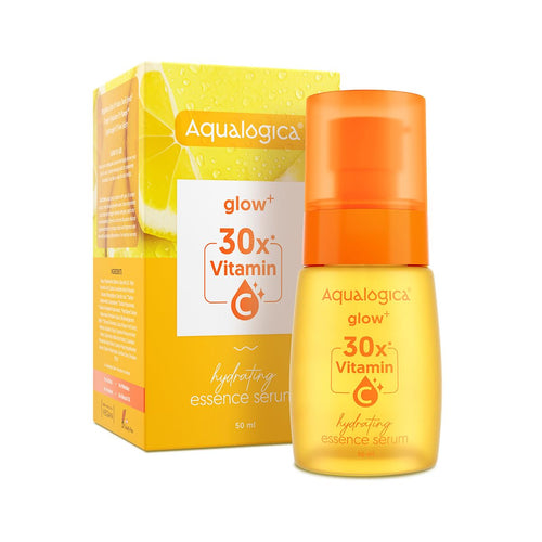 Aqualogica Glow+ 30X* Vitamin C Hydrating Essence Serum, 50ml, Papaya Extract, Hyaluronic Acid, Vegan