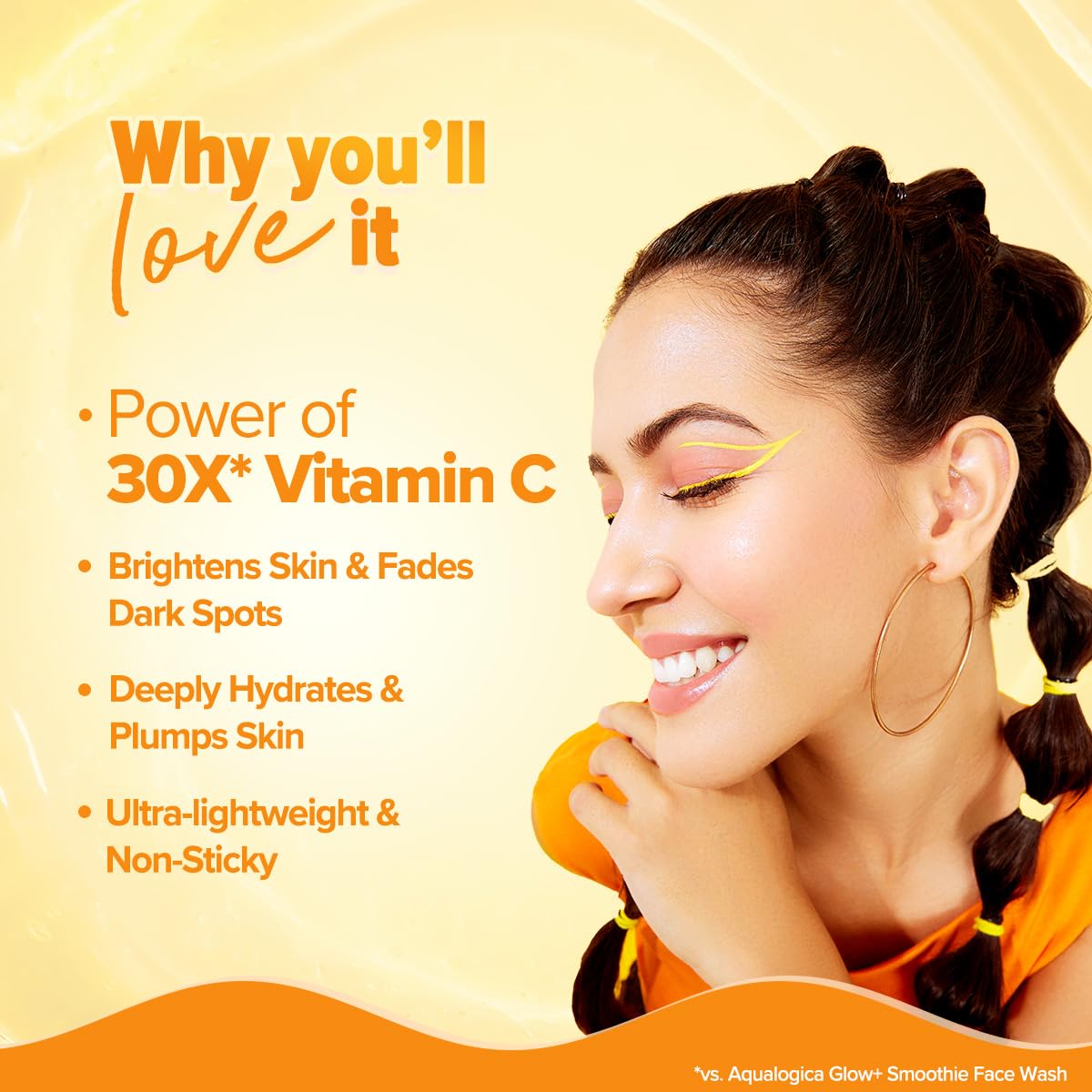 Aqualogica Glow+ 30X* Vitamin C Hydrating Essence Serum, 50ml, Papaya Extract, Hyaluronic Acid, Vegan - back view