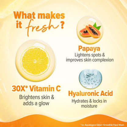 Aqualogica Glow+ 30X* Vitamin C Hydrating Essence Serum, 50ml, Papaya Extract, Hyaluronic Acid, Vegan - packaging