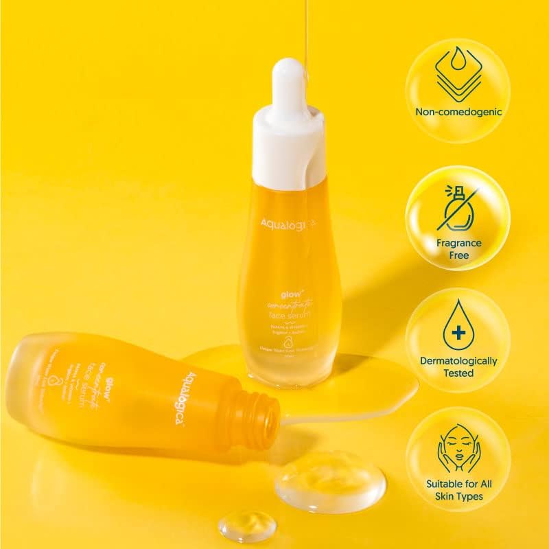 Aqualogica Glow+ Concentrate Vitamin C Face Serum with Hyaluronic Acid & Papaya, 30ml, Unisex - front view