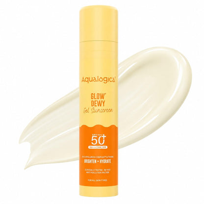 Aqualogica Glow+ Dewy Sunscreen Gel SPF 50+ PA++++ with Papaya & Vitamin C, Fragrance-Free (10)