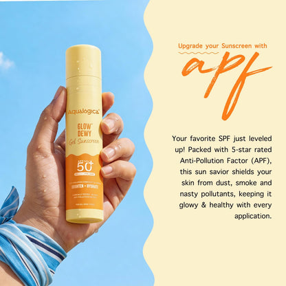 Aqualogica Glow+ Dewy Sunscreen Gel SPF 50+ PA++++ with Papaya & Vitamin C, Fragrance-Free - close-up detail (16)
