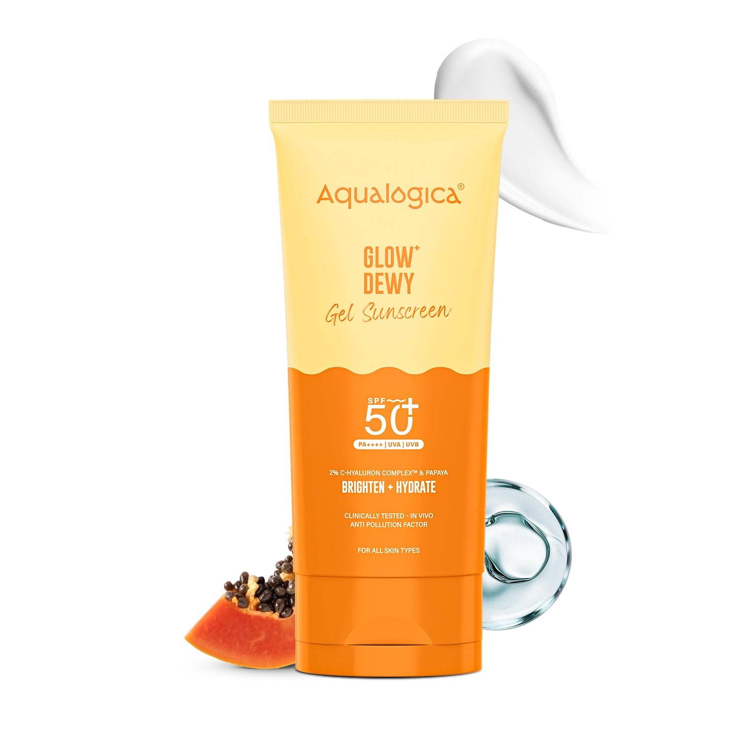 Aqualogica Glow+ Dewy Sunscreen Gel SPF 50+ PA++++ with Papaya & Vitamin C, Fragrance-Free (19)