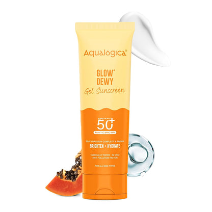 Aqualogica Glow+ Dewy Sunscreen Gel SPF 50+ PA++++ with Papaya & Vitamin C, Fragrance-Free (26)