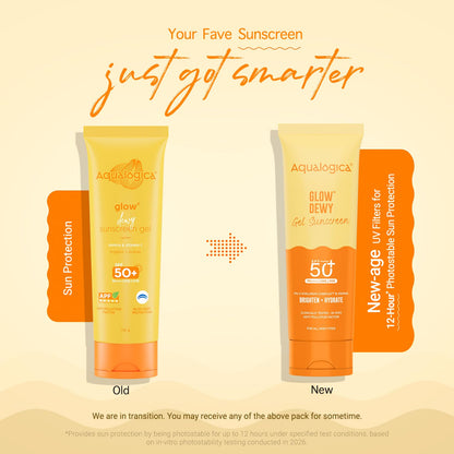 Aqualogica Glow+ Dewy Sunscreen Gel SPF 50+ PA++++ with Papaya & Vitamin C, Fragrance-Free - back view (28)