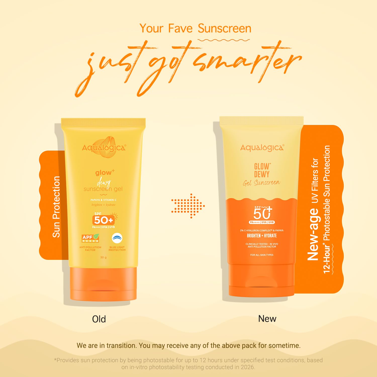 Aqualogica Glow+ Dewy Sunscreen Gel SPF 50+ PA++++ with Papaya & Vitamin C, Fragrance-Free - back view