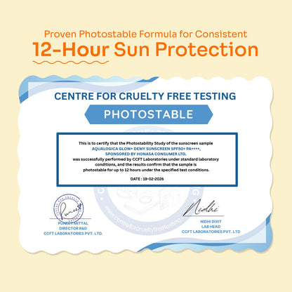 Aqualogica Glow+ Dewy Sunscreen Gel SPF 50+ PA++++ with Papaya & Vitamin C, Fragrance-Free - packaging