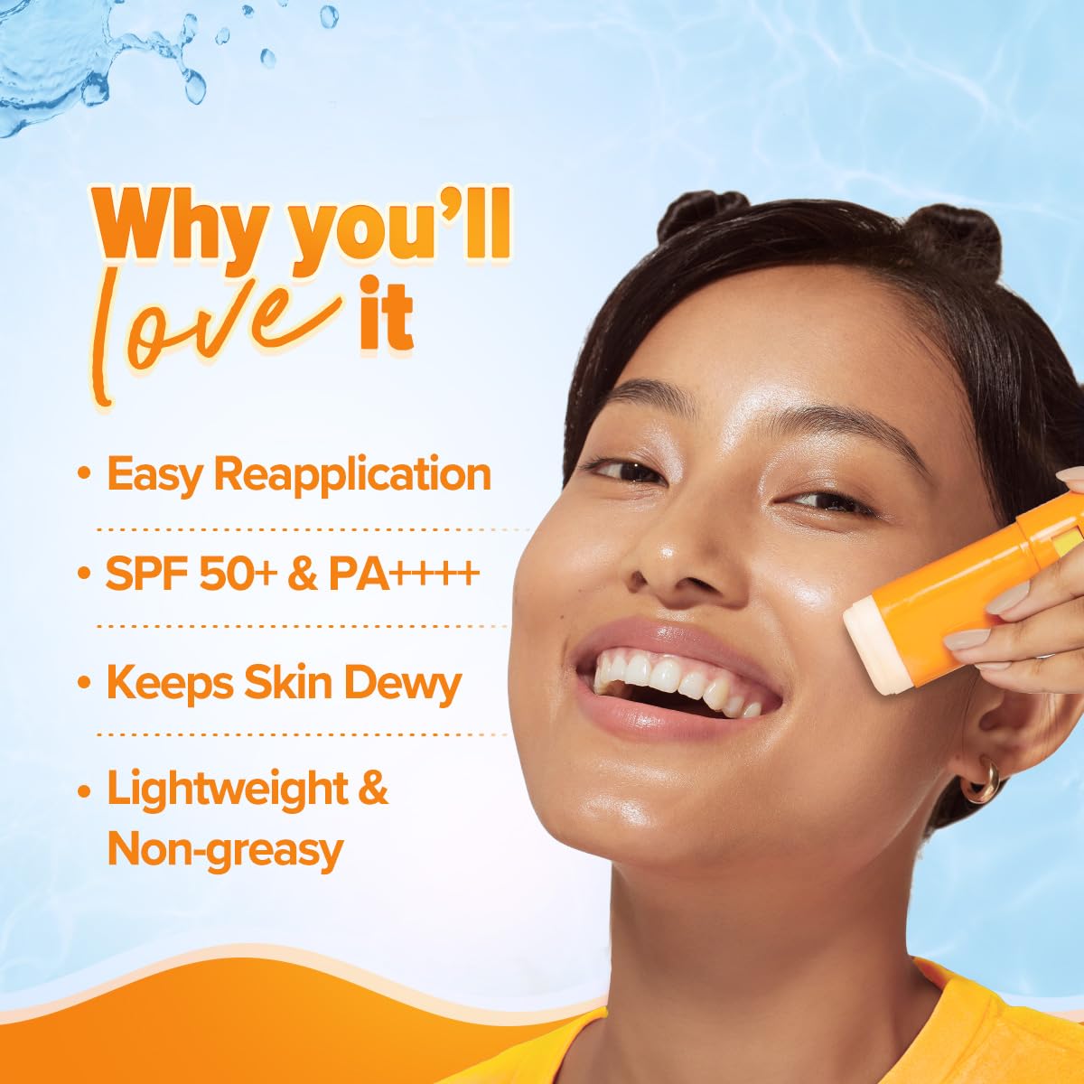 Aqualogica Glow+ Dewy Sunstick with Papaya & Vitamin C, 20g Twist-Up Stick - front view