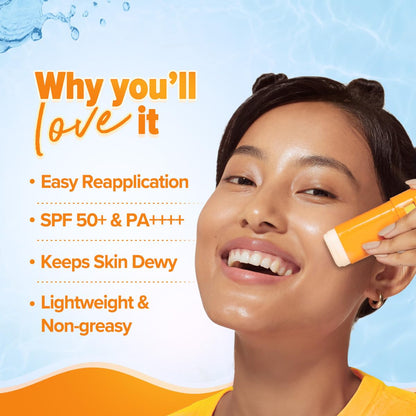 Aqualogica Glow+ Dewy Sunstick with Papaya & Vitamin C, 20g Twist-Up Stick - front view