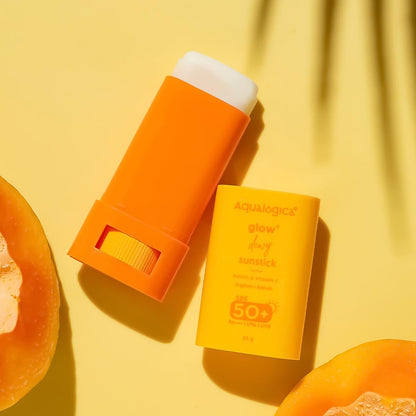 Aqualogica Glow+ Dewy Sunstick with Papaya & Vitamin C, 20g Twist-Up Stick - packaging