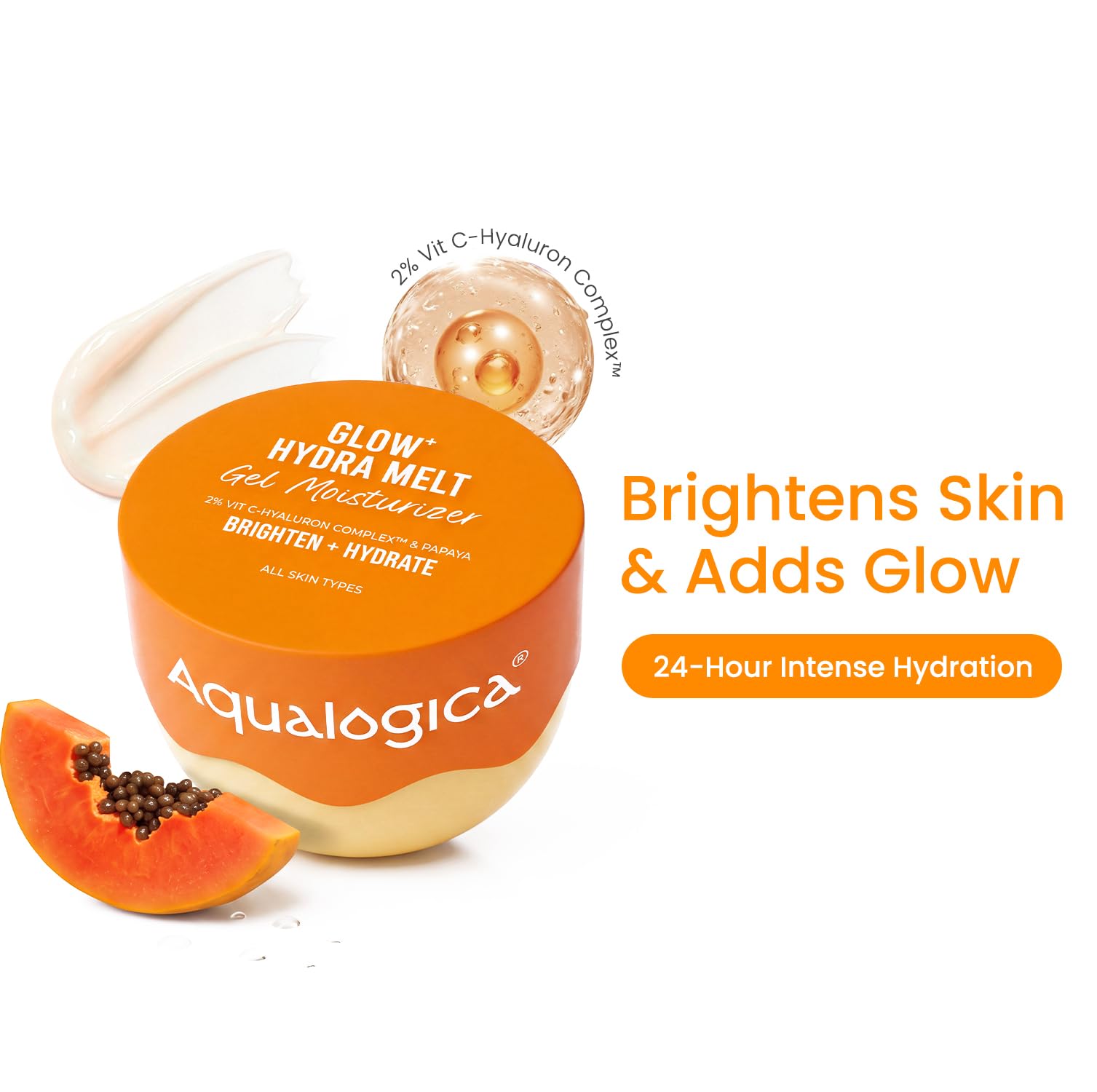 Aqualogica Glow+ Hydra Melt Gel Moisturizer, 200g, Gel Formula, Normal to Combination Skin, PETA Certified Vegan - front view