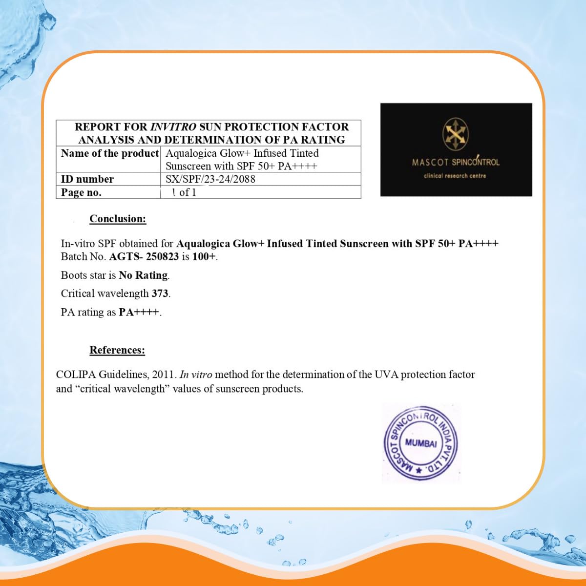 Aqualogica Glow+ Infused Tinted Sunscreen SPF 50+ PA++++, 50g, with Papaya, Vitamin C, Hyaluronic Acid - ingredients panel
