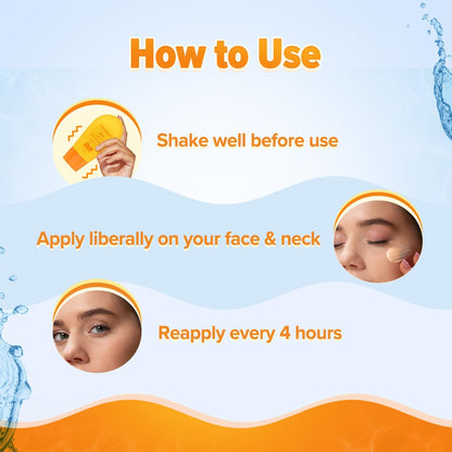 Aqualogica Glow+ Infused Water Sunscreen SPF 50+ PA++++ With Papaya & Vitamin C, 50g, Serum Texture - ingredients panel