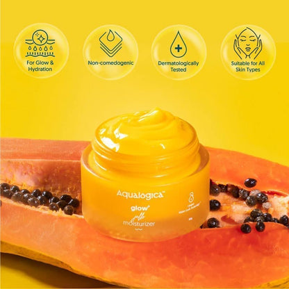 Aqualogica Glow+ Jello Moisturiser with Vitamin C & Papaya, 50g, for Normal Dry & Combination Skin, Unisex - front view