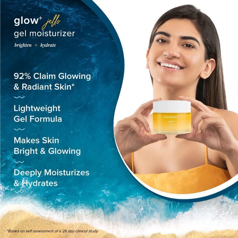 Aqualogica Glow+ Jello Moisturiser with Vitamin C & Papaya, 50g, for Normal Dry & Combination Skin, Unisex - back view