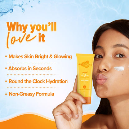 Aqualogica Glow+ Oil-Free Moisturizer, 100g, Gel-Based with Papaya, Vitamin C, Hyaluronic Acid - back view
