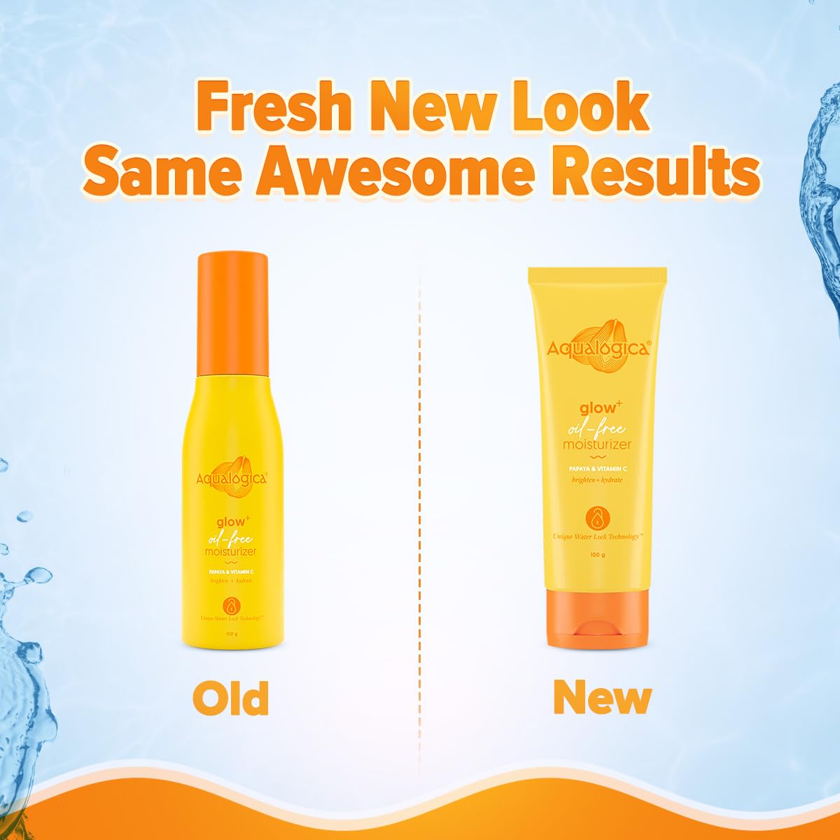 Aqualogica Glow+ Oil-Free Moisturizer, 100g, Gel-Based with Papaya, Vitamin C, Hyaluronic Acid - size and scale