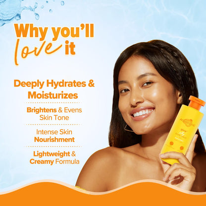 Aqualogica Glow+ Silky Body Lotion, 200 ml, Lightweight Non-Sticky Formula with Papaya, Vitamin C, Hyaluronic Acid, Shea Butt