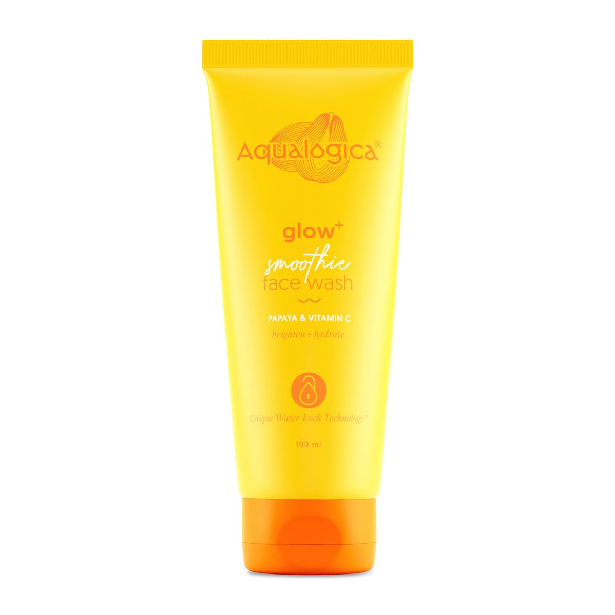 Aqualogica Glow+ Smoothie Face Wash with Vitamin C, Hyaluronic Acid & Papaya, 100ml, Vegan & Cruelty-Free, Unisex