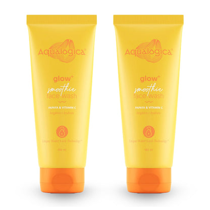 Aqualogica Glow+ Smoothie Face Wash with Vitamin C, Hyaluronic Acid & Papaya, 100ml, Pack of 2, Unisex