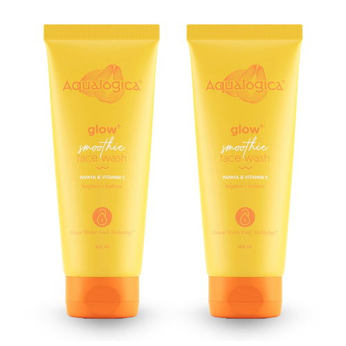 Aqualogica Glow+ Smoothie Face Wash with Vitamin C, Hyaluronic Acid & Papaya, 100ml, Pack of 2, Unisex