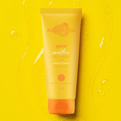 Aqualogica Glow+ Smoothie Face Wash with Vitamin C, Hyaluronic Acid & Papaya, 100ml, Vegan & Cruelty-Free, Unisex - front vie