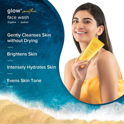 Aqualogica Glow+ Smoothie Face Wash with Vitamin C, Hyaluronic Acid & Papaya, 100ml, Pack of 2, Unisex - label detail