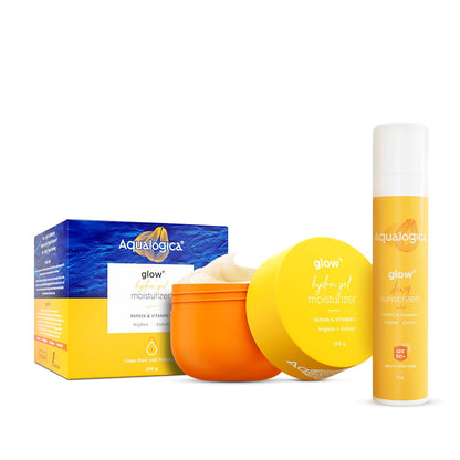 Aqualogica Hydra Glow Duo SPF 50+ PA++++ Dewy Sunscreen and Hyaluronic Acid Gel Moisturizer, 2-Piece Set, Adult