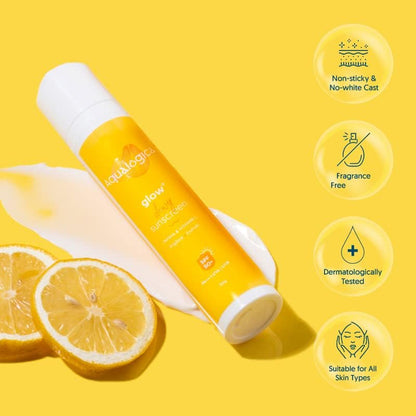 Aqualogica Hydra Glow Duo SPF 50+ PA++++ Dewy Sunscreen and Hyaluronic Acid Gel Moisturizer, 2-Piece Set, Adult - label detai