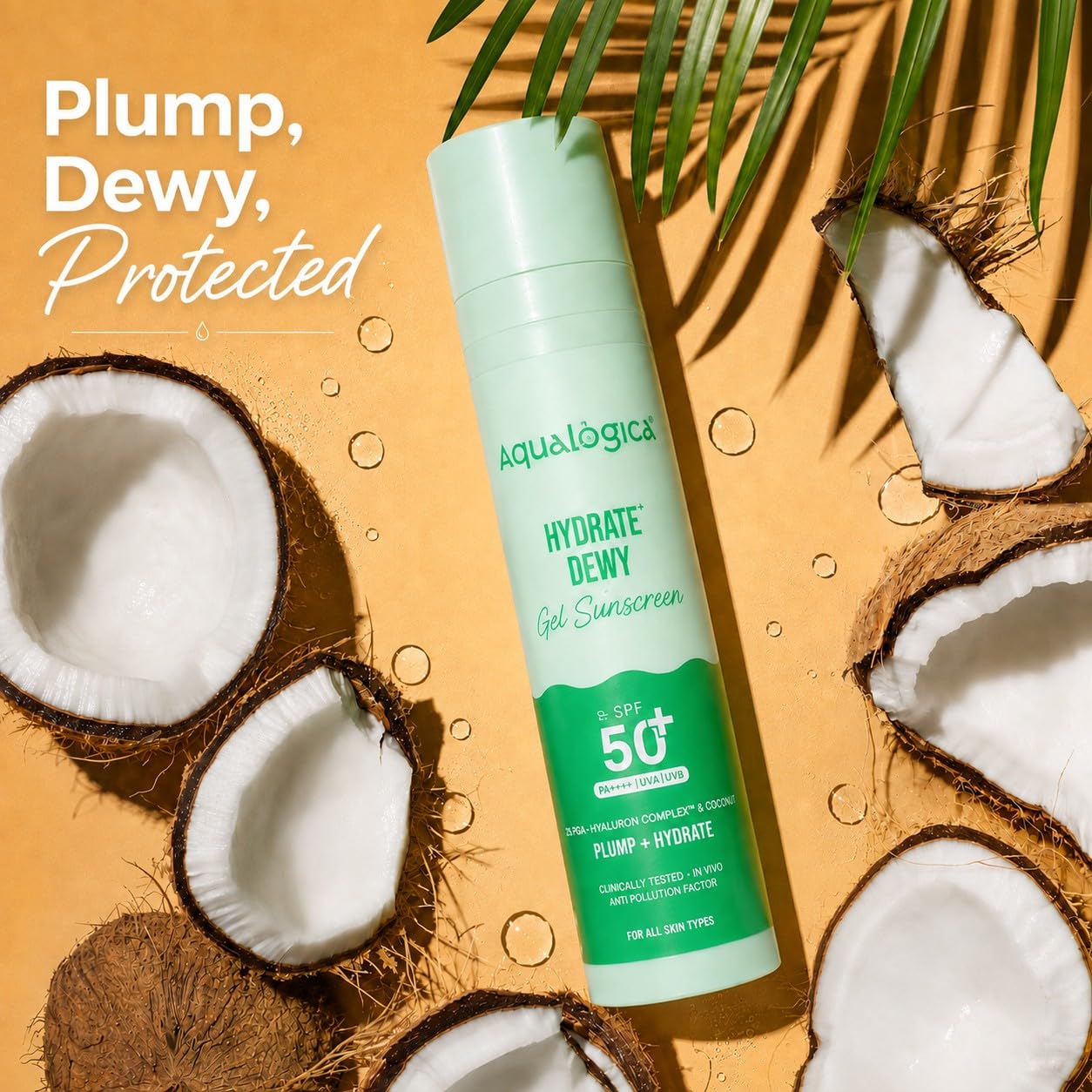 Aqualogica Hydrate+ Dewy Sunscreen SPF 50 PA+++ 50g Gel-Based Fragrance-Free Unisex - label detail