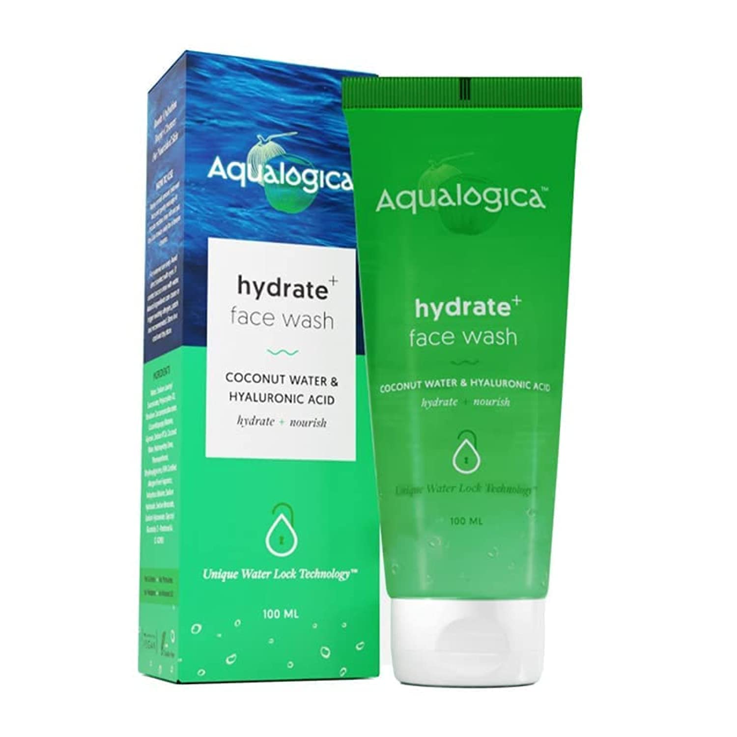 Aqualogica Hydrate+ Face Wash with Hyaluronic Acid & Coconut Water, 100ml, Foaming Gel Cleanser for Adult Unisex Use