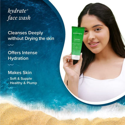 Aqualogica Hydrate+ Face Wash with Hyaluronic Acid & Coconut Water, 100ml, Foaming Gel Cleanser for Adult Unisex Use - back v