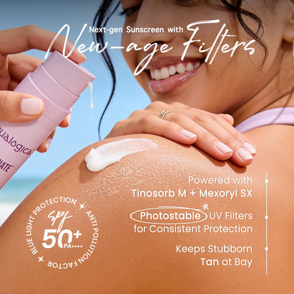 Aqualogica Illuminate+ Dewy Sunscreen Gel SPF 50+ PA++++ with Alpha Arbutin & Wild Berries, Fragrance-Free, No White Cast - l