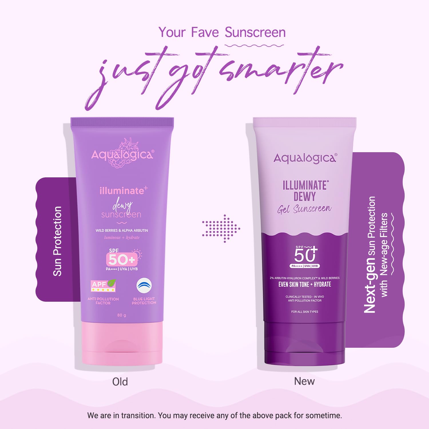 Aqualogica Illuminate+ Dewy Sunscreen Gel SPF 50+ PA++++ with Alpha Arbutin & Wild Berries, Fragrance-Free, No White Cast - f