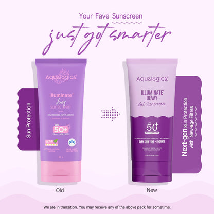 Aqualogica Illuminate+ Dewy Sunscreen Gel SPF 50+ PA++++ with Alpha Arbutin & Wild Berries, Fragrance-Free, No White Cast - f