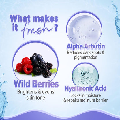 Aqualogica Illuminate+ Dewy Sunscreen Gel SPF 50+ PA++++ with Alpha Arbutin & Wild Berries, Fragrance-Free, No White Cast - l