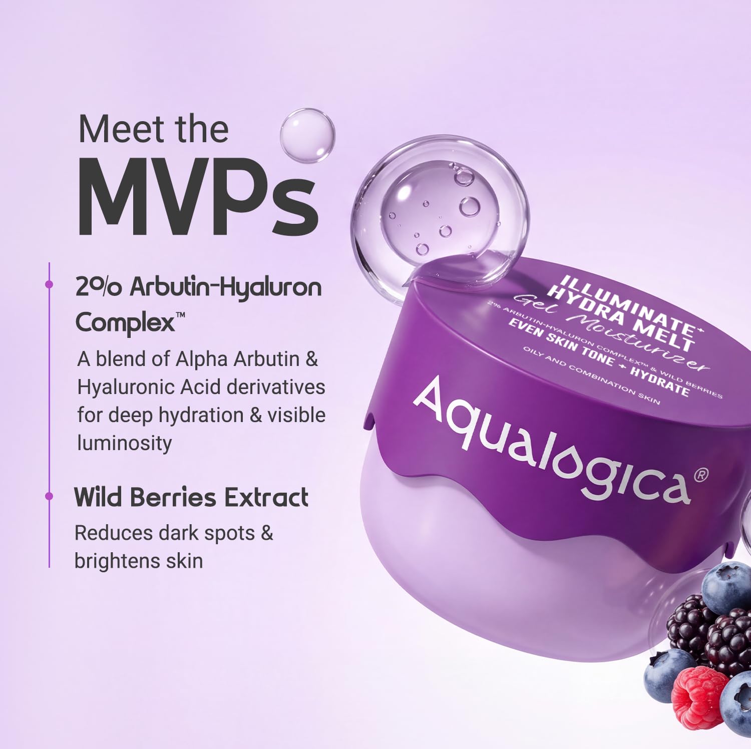 Aqualogica Illuminate + Hydra Melt Gel Moisturizer, 100g, Water-Light Formula for Oily to Combination Skin, Unisex - label de