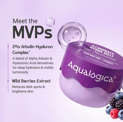 Aqualogica Illuminate + Hydra Melt Gel Moisturizer, 100g, Water-Light Formula for Oily to Combination Skin, Unisex - label de