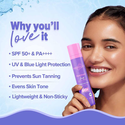 Aqualogica Illuminate+ Protect & Hydrate Kit SPF 50+ PA++++, Dewy Sunscreen 50g & Hydra Gel Moisturizer 200g - back view