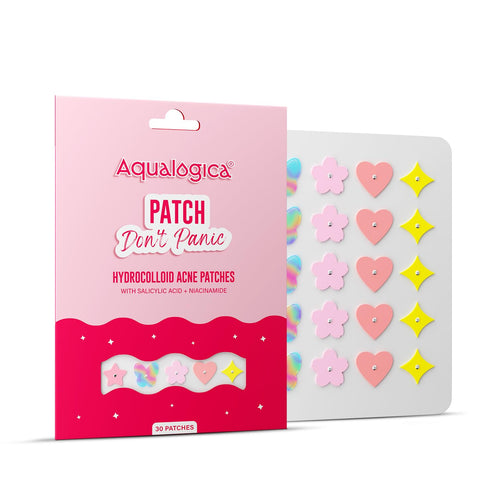 Aqualogica Patch Don't Panic Acne Patches, 30 Count, Salicylic Acid and Niacinamide Hydrocolloid, Vegan Ultra-thin