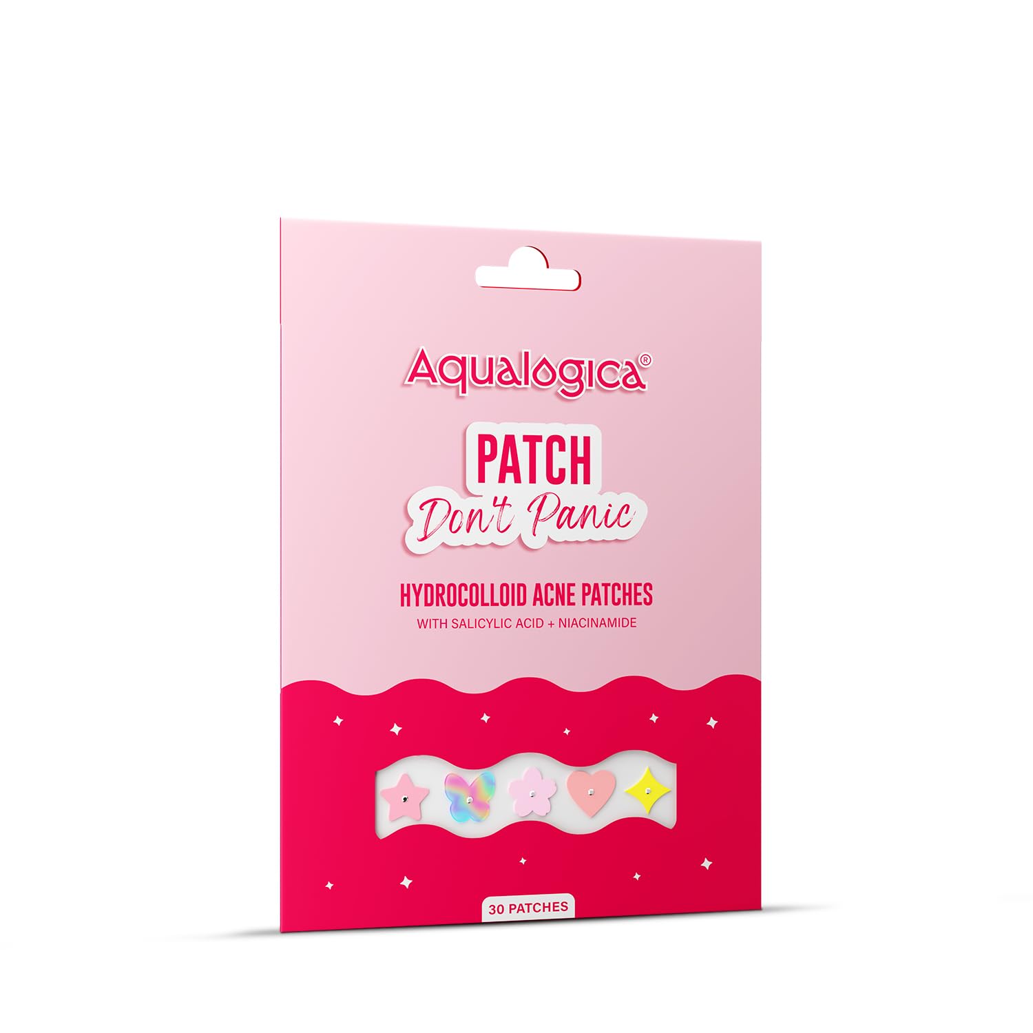 Aqualogica Patch Don't Panic Acne Patches, 30 Count, Salicylic Acid and Niacinamide Hydrocolloid, Vegan Ultra-thin - size and