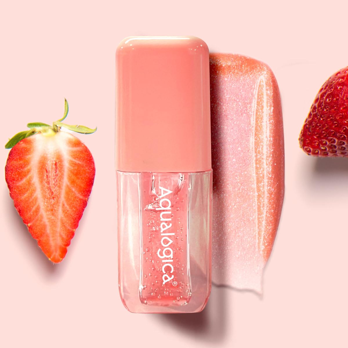 Aqualogica Plump+ Pouty Li-Ph Glossy, Peach Vanilla, 5ml, with Hyaluronic Acid & Strawberry, Vegan, PETA Certified - front vi