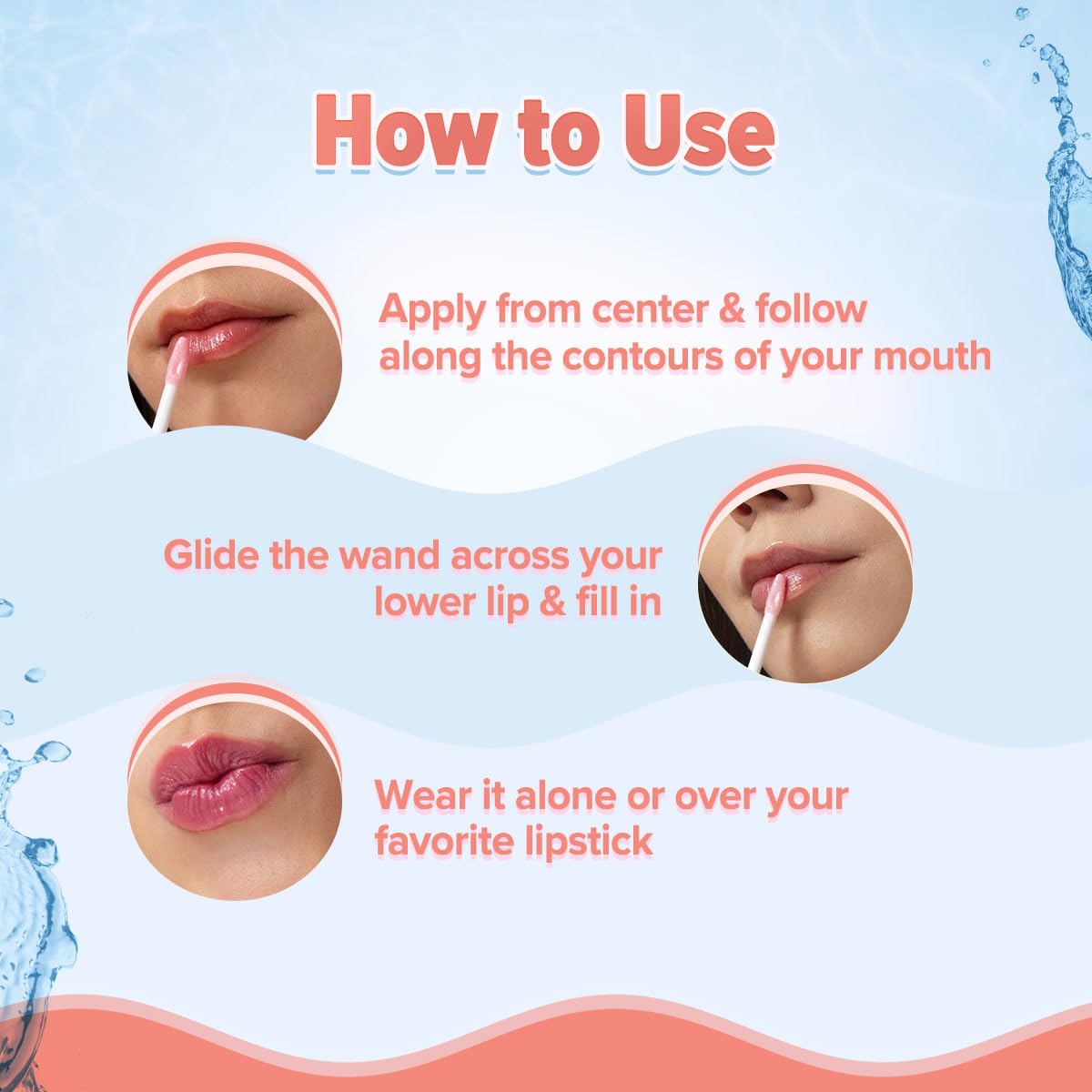 Aqualogica Plump+ Pouty Li-Ph Glossy, Peach Vanilla, 5ml, with Hyaluronic Acid & Strawberry, Vegan, PETA Certified - close-up